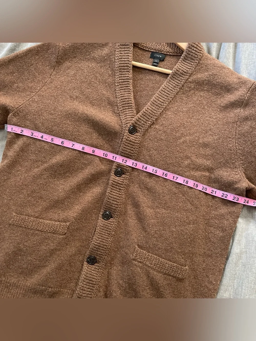 J. Crew Men's Brown Button Front Lambs Wool Cardigan